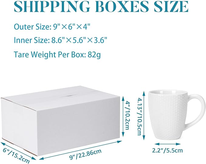 Small Shipping Boxes 9x6x4 Set of 6 | White Corrugated Cardboard, Box for Packaging Small Business Mailing Moving Gifts Wrap, Easy Assemble