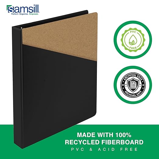 Samsill 2 Inch 3 Ring Binders, Economy Round Ring, Clear View Cover, 425 Sheet Capacity - for School, Home, Office - Black, 4 Pack