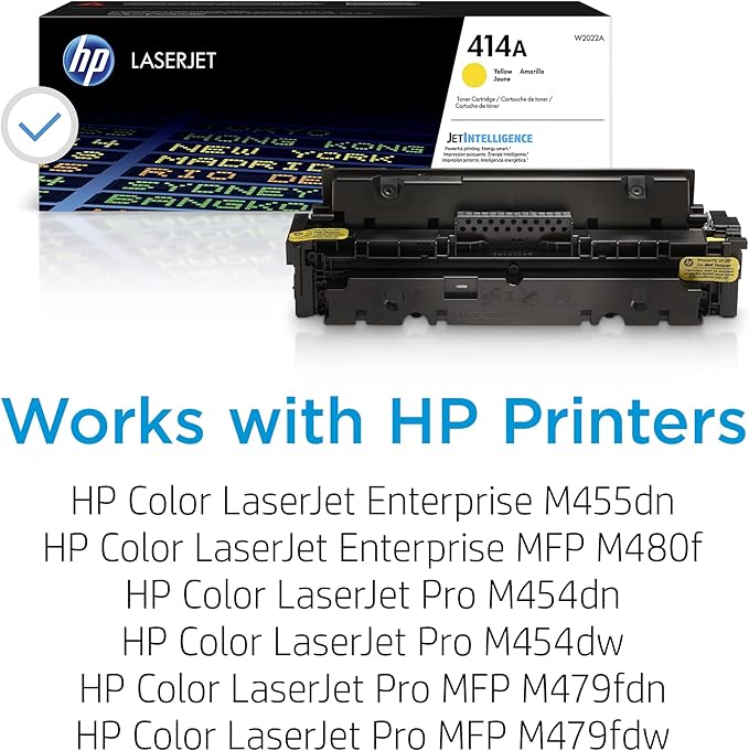 HP 414A Yellow Toner Cartridge | Works with Color LaserJet Enterprise M455dn,MFP M480f,Pro M454,MFP M479 Series | W2022A,(Pack of 2)