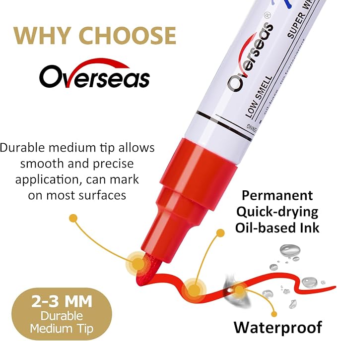 Overseas 84 Colors Paint Pens, Oil Based Permanent Paint Markers Medium Tip | Waterproof, Quick Dry, Fade Resistant, Assorted Colors Marker Pen for Metal, Rock, Wood, Rubber, Plastic, Glass, Canvas