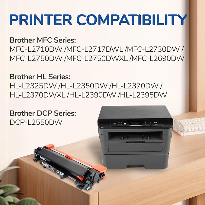 TN760 Toner for Brother Printer TN-760 TN 760 TN730 TN-730 1 Pack Black | for brother toner tn760 High Yield MFC-L2750DW MFC-L2710DW HL-L2350DW HL-L2395DW HL-L2370DW DCP-L2550DW Printer