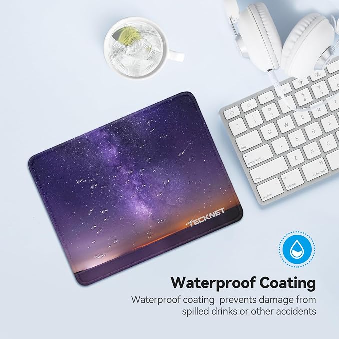 TECKNET Mouse Pad with Durable Anti-fray Stitching, Small Mousepad Galaxy | Anti-slip Rubber Base, Ultra-smooth Surface, Waterproof Material, Gaming Mouse Mat for Laptop for Laser and Optical Mice