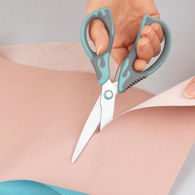 Scissors, Stainless Steel Blades, Soft Grip Handle, Suitable for Households,Offices and Schools, Green/Grey, 3 pcs/Pack