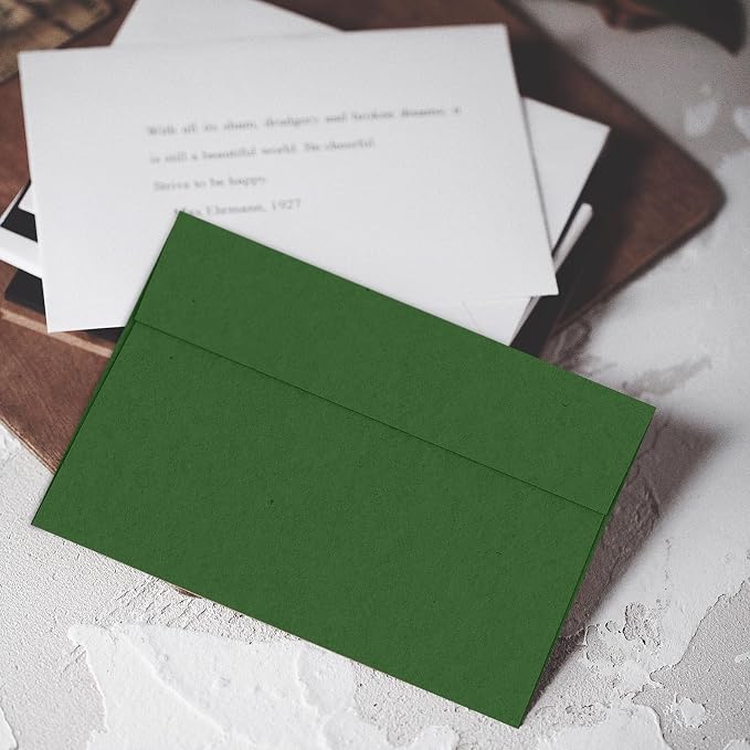 4.25 x 6.25 Dark Green Envelopes A4 100 Pack Self Seal | Goefun Printable 4x6 Envelopes for Invitations, Photos, Wedding, Graduation, Baby Shower, and Various Holidays