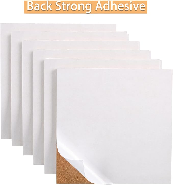 SUNGIFT Cork Board Tiles 12"x12" - 1/2 Inch Thick, 12 Pack | Self-Adhesive Square Bulletin Boards with 100 Push Pins for Photo Walls, Office Notes and Dorm Decor