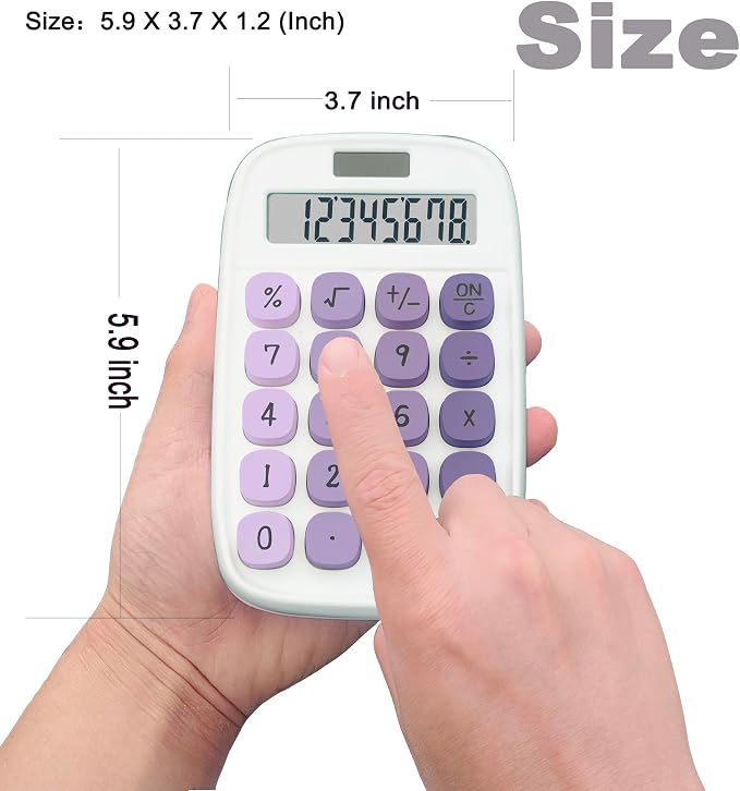 Lofree Calculator, Clicky Calculator(White and Purple) | Large LCD Display 8 Digit Tilt Screen and Big Button for Teachers Students Basic Office