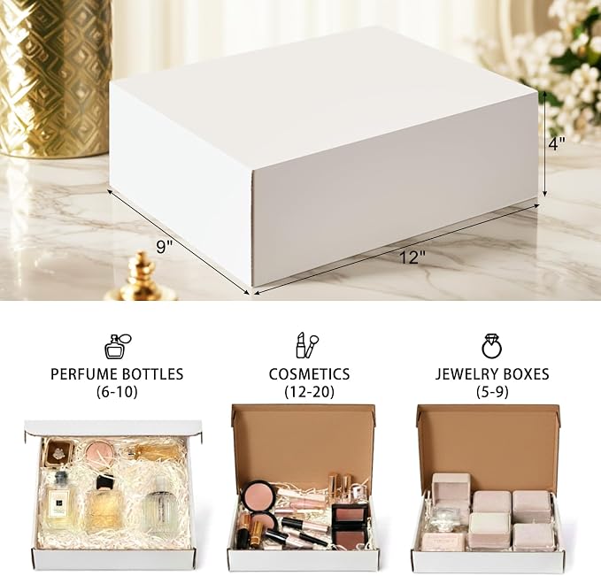 12x9x4 inches Shipping Boxes Set of 20, White Corrugated Cardboard Boxes Literature Mailer Boxes Gift Boxes Small Boxes for Shipping Wrapping Mailing Packaging Small Business