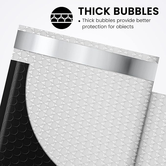 Fuxury 500 Pack Black Bubble Mailers 6x10 Inch, Small Bubble Shipping Envelopes#0 Thick Bubble Padded Mailer Strong Adhesion Padded Envelopes for Mailing Jewelry,Makeup