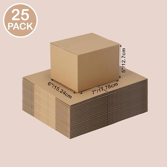 Edenseelake Shipping Boxes 7 x 6 x 5 inches Corrugated Cardboard Boxes for shipping Package, 25 Pack