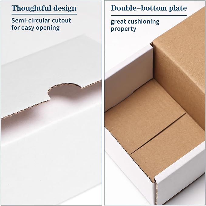 ZBEIVAN 4x3x2 White Shipping Boxes Set of 50, Corrugated Cardboard Mailer Boxes for Packaging Small Business Mailing Gifts