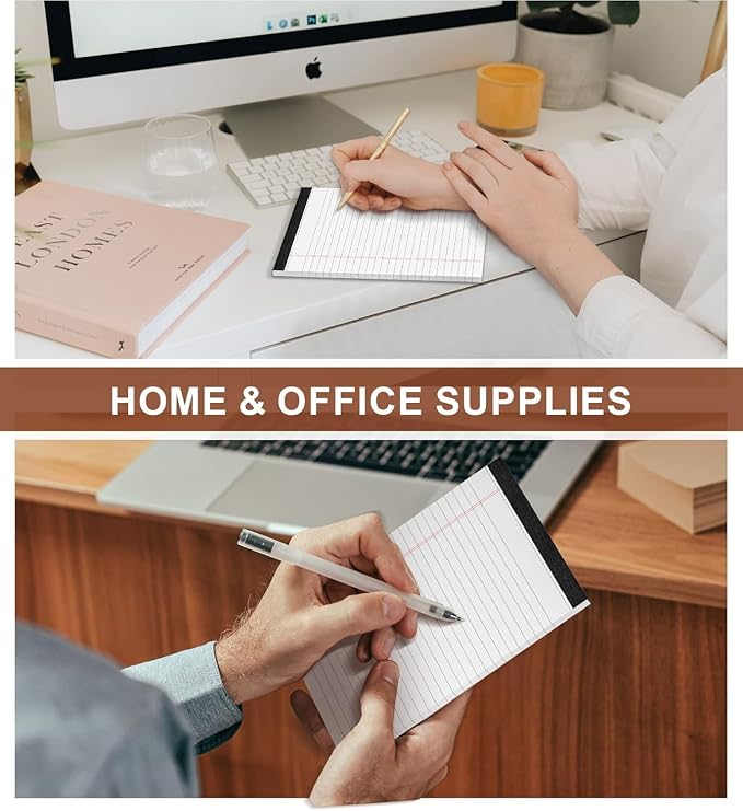 Note Pads 5x8 Small Legal Pads White Notepad, 6 Pack, Narrow Ruled Notepads | Micro Perforated Legal Writing Pads Memo Pad, 30 Sheet/ Note Pad, Notebook Paper Tablet for School, Lined Note Pad 5x8''