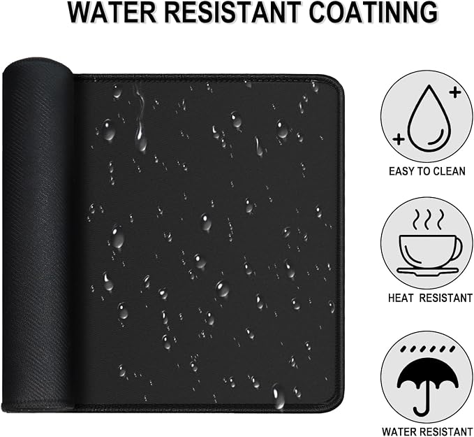 Large Gaming Mouse Pad, 31.5" x15.7" Water Resist Large Extended Desk Mat | Mouse Pad with Superior Micro-Weave Cloth, Big Keyboard Mousepad with Non-Slip Base, Desk Pad for Office Home Gaming, Black