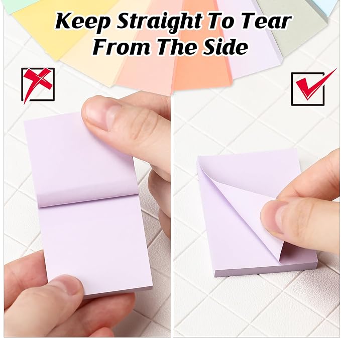 Fainne 120 Pads Sticky Notes Bulk 1.5x2,Simple Style,Pastel Color,120 Pads | Bulk Mini Posted Pads, 50 Sheets Each, Self Stick Memo Paper for Office School Notebook, Bright Assorted Colors