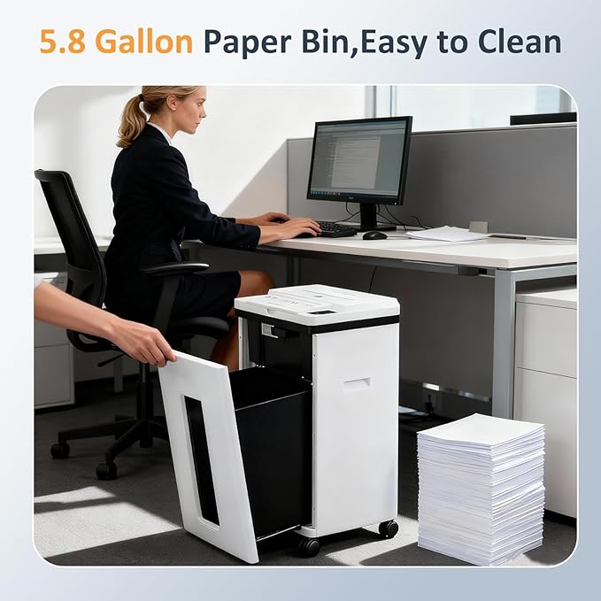 Paper Shredder 200-Sheet Auto Feed, Touchscreen Heavy Duty Shredders, 40 Min Non-Stop, P-5 Ultra Security Shredder for Home Office, Micro Cut with Wheels, 5.8 Gal Bin, <60 dB(OL288)