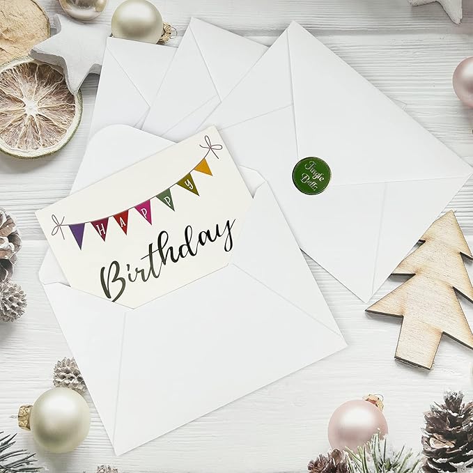 A7 Envelopes 100 Pack White 5x7 V Flap Invitation Envelopes for 5x7 Photos,Cards, Birthday, Weddings, Graduations, Announcements, Baby Shower 5.28 "x 7.13"(white)