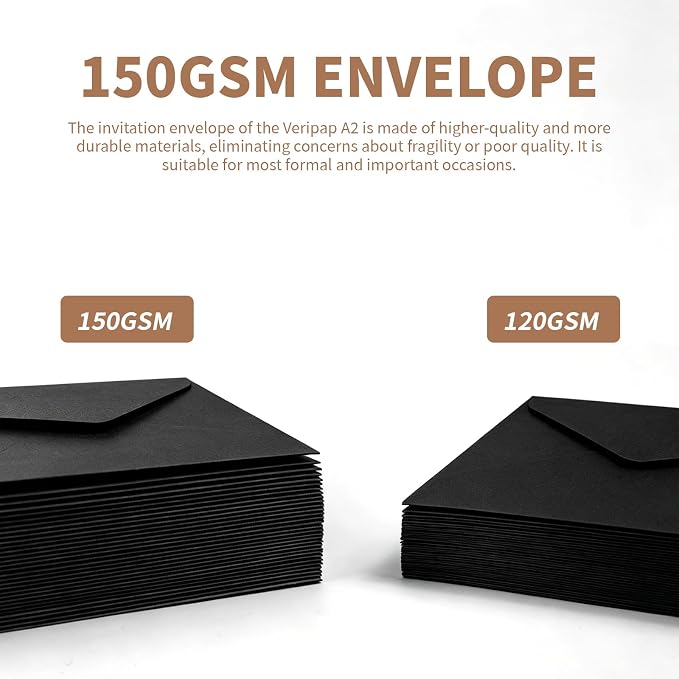 A2 Cream Envelopes Thick 4.375"x5.75" Invitation Envelopes 30pk | 150GSM Protecting Privacy,V-Flap,for 4x5 Photos,Cards,Wedding Graduation Birthday,Announcements,Baby Shower,with Stickers