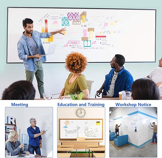 Self-Adhesive Dry Erase Whiteboard Sticker, 24.41" x 11.81" Magnetic Receptive White Board Wall Film, No Ghosting, Easy Write & Clean | Peel & Stick for Office, Home & Classroom,Incl. Accessories