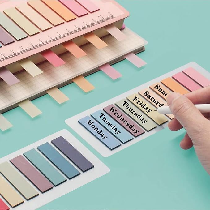 ELII 2400Pcs Sticky Tabs for Annotating Books,Morandi Book Tabs | Binders,Page Markers Clear Sticky Notes, Writable and Repositionable,Book Flags Strip Index Tabs,Page Tabs,Bible Study