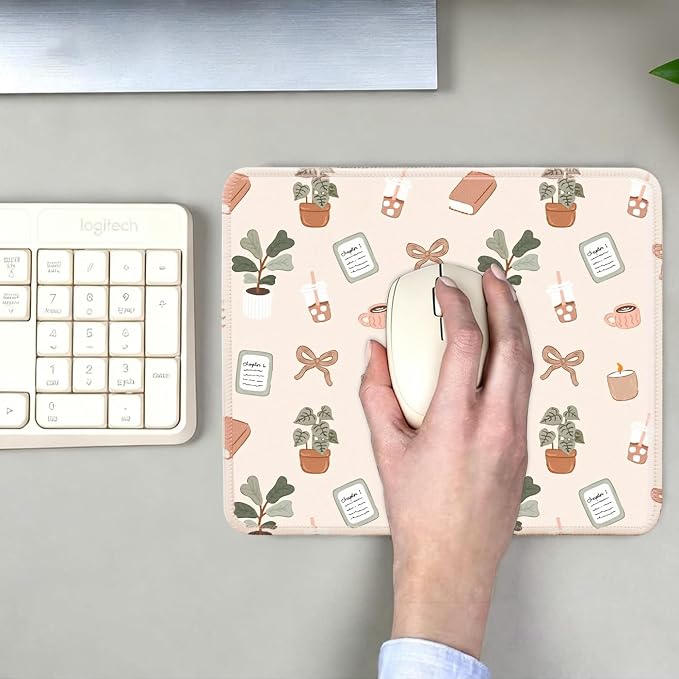 Mouse Pad for Desk with Stitched Edge, Premium Cute Washable Mouse Pads. Computer Mousepad with Non-Slip Rubber Base, Mousepads for Laptop, 9.25x7.75x0.12 inch (Calm Oasis)