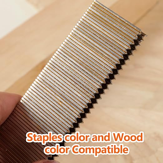 1000-Count 1-1/2 Inch Length, 18 Gauge 1/4 Inch Narrow Crown Staples, Heavy Duty Beveled Chiseled Pointed Galvanized Staples, for Pneumatic, Electric 18GA Stapler Gun