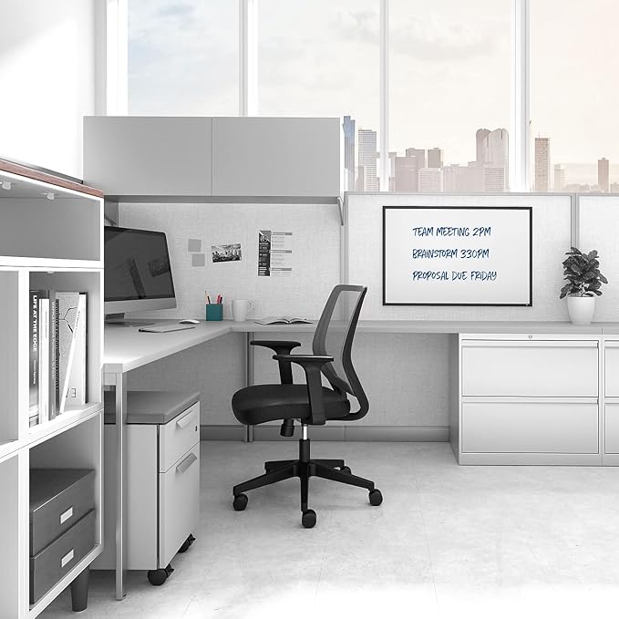 TRU RED Melamine Whiteboard | Dry Erase Board for Wall, White Board with Black Aluminum Frame, 3 ft x 2 ft, Fine Tip Marker Included
