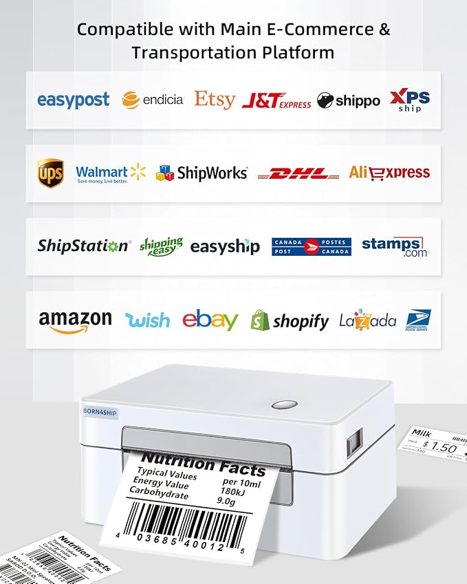 4x6 Thermal Shipping Label Bluetooth Printer for Business, Gray | Supports Amazon shipping. Compatible with iPhone, Android, iPad, Windows and macOS for shipping packages