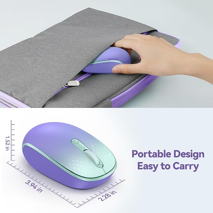 TECKNET Compact Ambidextrous Wireless Mouse for Laptop | 2.4G Quiet Computer Mouse with USB Receiver, 3 Adjustable DPI Portable Cordless Mice for Chromebook, Laptop, PC, Mac