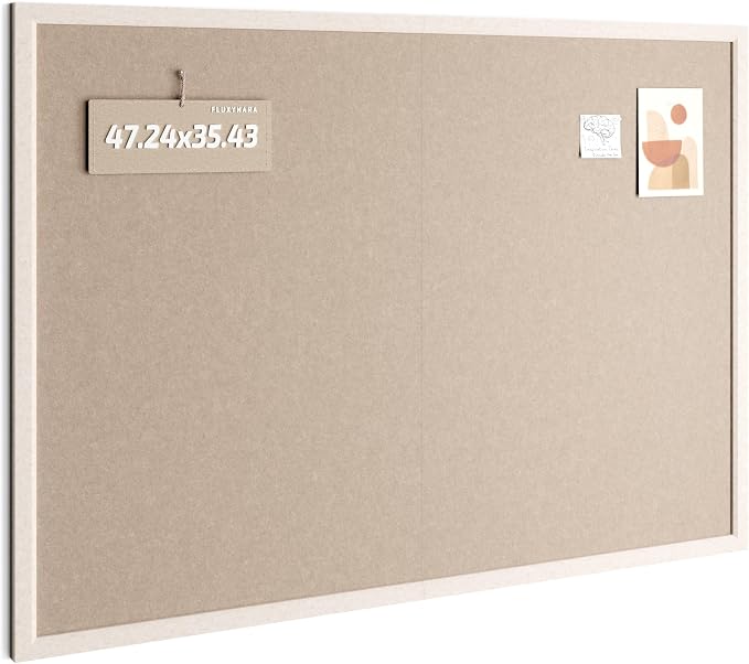 Fluxynara 47.2" x 35.4" Felt Frame Bulletin Board, Deep Camel | Cork Board Alternative with 36 Removable Adhesive Tabs, Foldable Pin Board for Wall, Home, Office, Classroom & Dorm