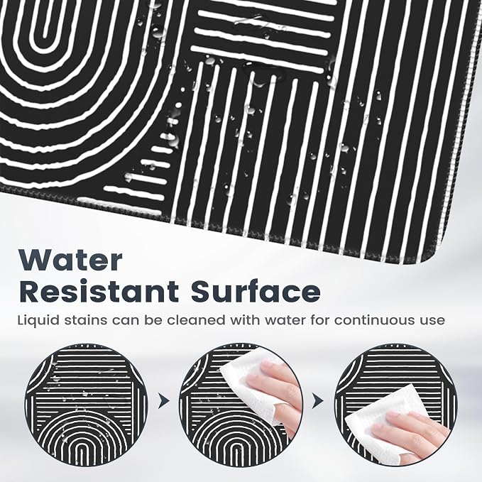 iCasso Black Desk Mat, Large Mouse Pad for Desk, Computer Pad for Desktop | Anti-Slip Big Mousepad with Stitched Edges