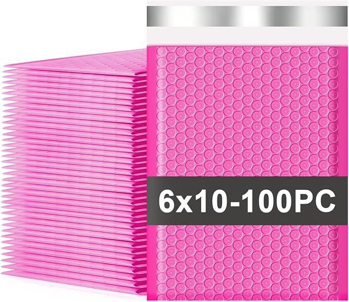 Bubble Mailers 6x10 100 Pack Waterproof Padded Envelopes Self Seal Small Packaging Shipping Bags for Small Businesses to Package and Mail Jewelry Cosmetics, Electronic Products, Cards