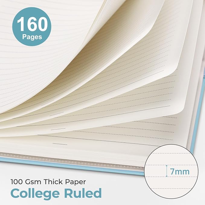 AHGXG Spiral Journal Notebook, 160 Lined Pages, A5 Size (5.7'' x 8.3'') | for Men & Women, Journaling, Writing, Work & Office, Hardcover, 100 GSM Thick Paper (Light Blue)