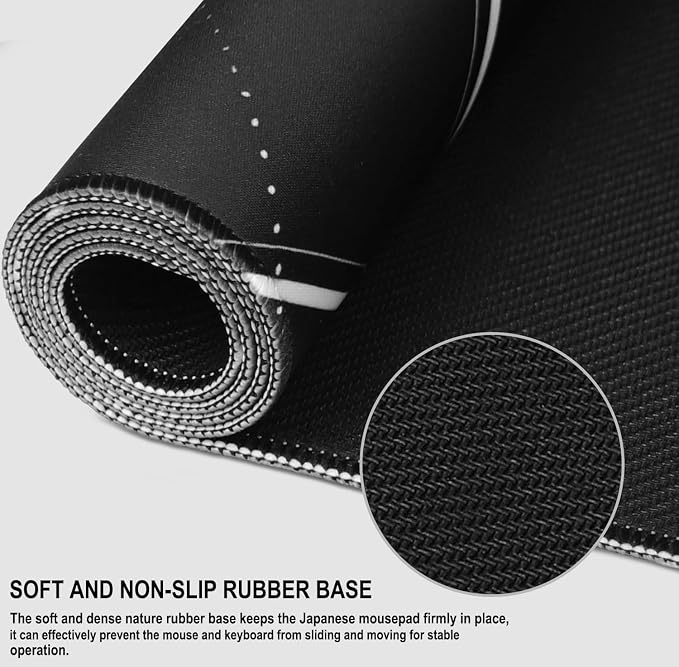 Mouse Pad, Large Extended Gaming Mousepad XXL Waterproof Computer Keyboard DeskPad with Non-Slip Rubber Base, Stitched Edge, Big Long Mat for Gamer, Office, Home, 31.5" x 15.7", Black White
