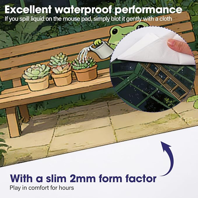Professional Extended Gaming Mouse Pad - 31.5" x 15.7" Large Desk Mat with Stitched Edges, Waterproof Coating Non-Slip Rubber Base for Gamers Esports Pros Office Home, Frog01