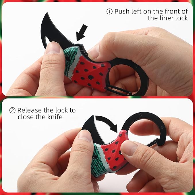 Small Pocket Knife for Women Men,Cute Folding Knife Box Cutter，Mini EDC Knives for Everyday Carry,Folding Utility Knife with Unique Watermelon Design,Ideal Gifts for Men and Women
