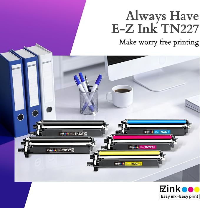 E-Z Ink TN227 for TN-227BK/C/M/Y High Yield Brother TN227 Toner TN 227 223 | TN227 Brother Toner TN227BK TN-223BK/C/M/Y for Brother HL-L3270CDW MFC-L3770CDW HL-L3290CDW HL-L3230CDW MFC-L3750CDW (5 Pack)