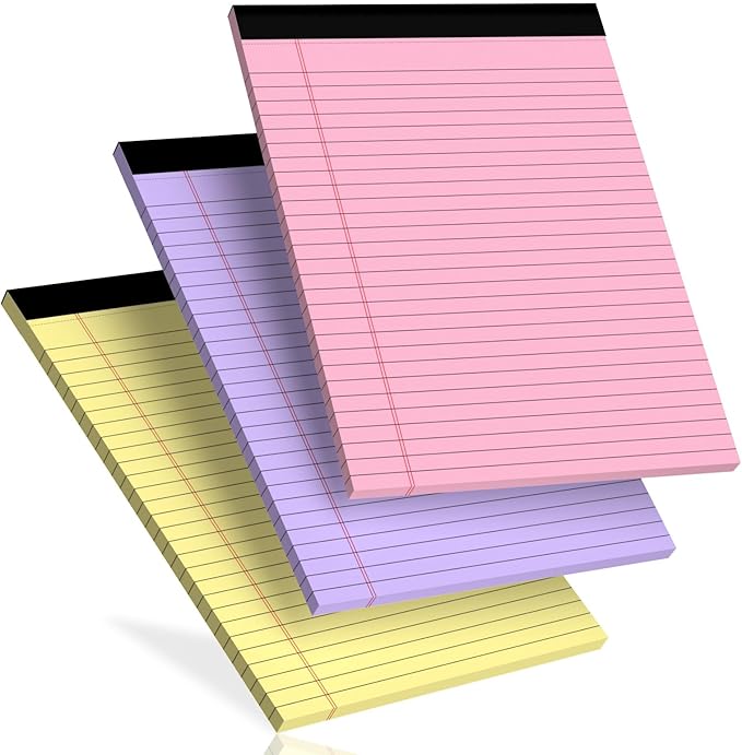 3 pcs Legal Pads 8.5 x 11 Note Pads, Colored Legal Notepads 8.5 x 11, Notebook Wide Ruled Paper, Micro Perforated Writing Pads, Lined Paper Pads, Pad of Paper for Office Home School, 30 Sheets/Pack