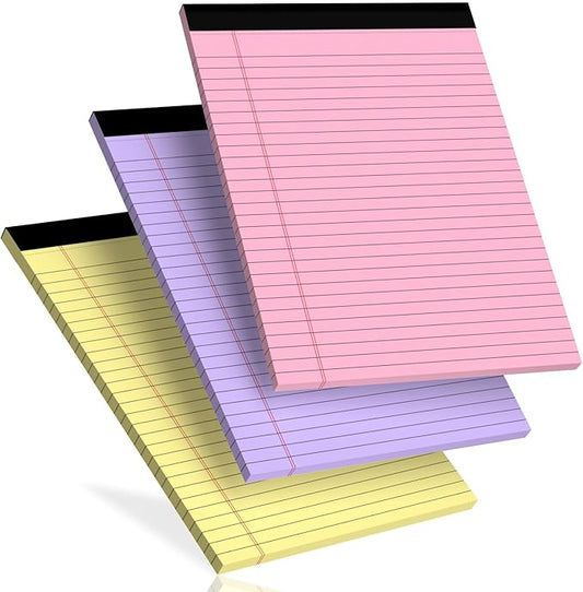 3 pcs Legal Pads 8.5 x 11 Note Pads, Colored Legal Notepads 8.5 x 11, Notebook Wide Ruled Paper, Micro Perforated Writing Pads, Lined Paper Pads, Pad of Paper for Office Home School, 30 Sheets/Pack