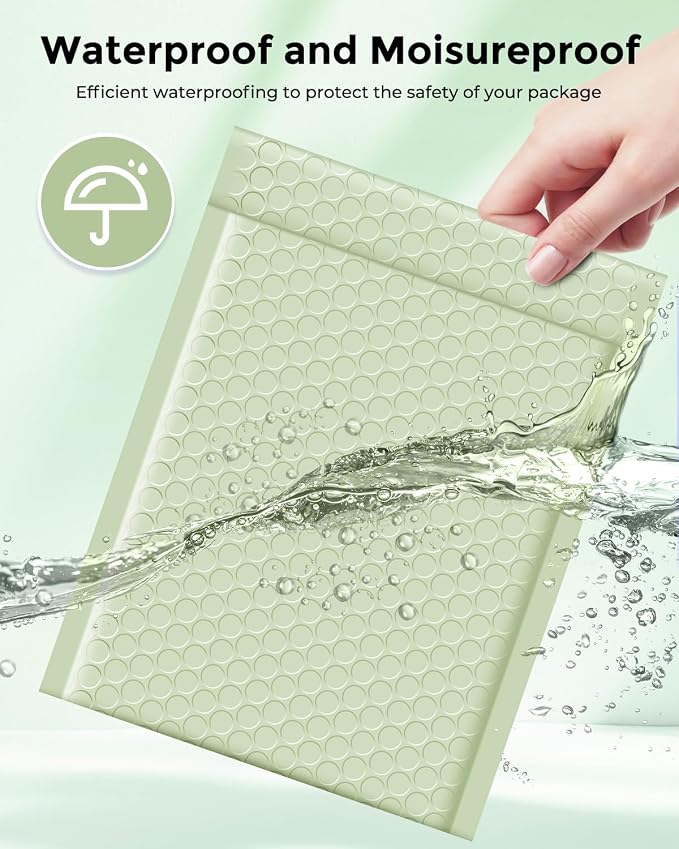 Metronic Bubble Mailers 6x10 Inch 100 Pack Mint Green Padded Envelopes | Usable Size 6x9" Waterproof Bubble Envelopes Bulk for Small Business Self-Seal Padded Mailers for Mailing Jewelry #0