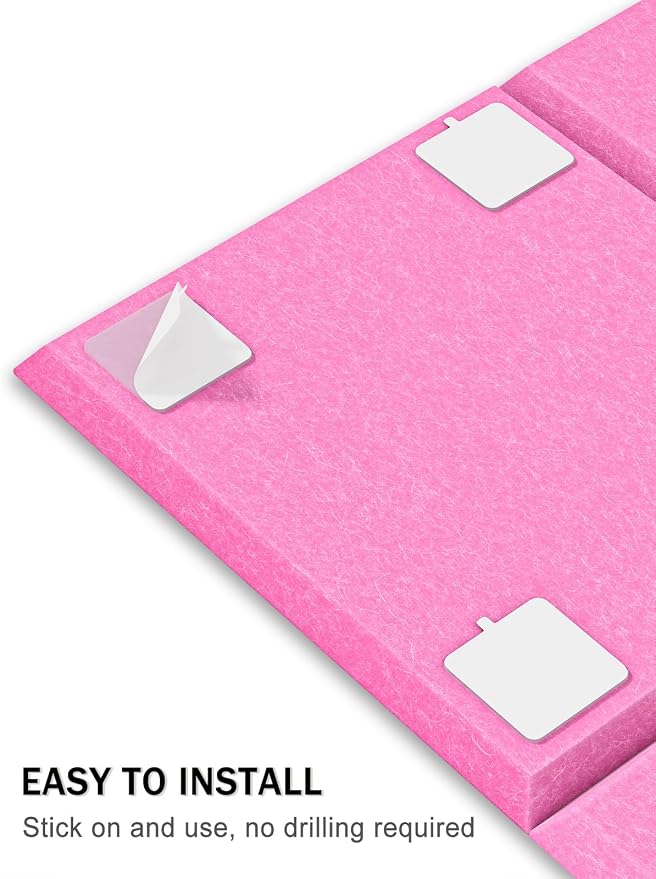 Hsurbtra Large Cork Board for Wall 47 x 36 Inch, 12 Pack Felt Bulletin Notice Board with Pushpins for Office Home School Farmhouse Wall Decor, Pink