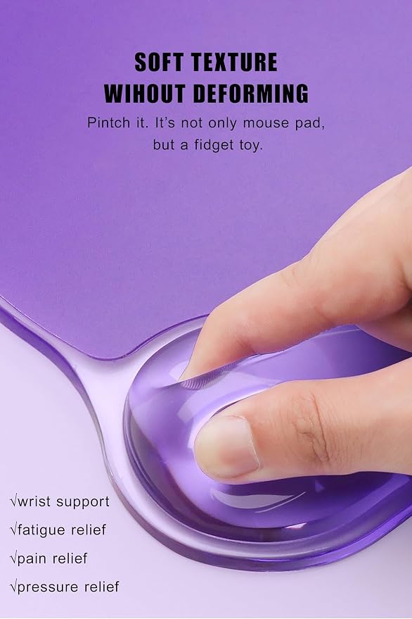 Mouse Pad with Wrist Rest, Soft Cloud Gel Keyboard Mouse Pad Set with Hand Wrist Support, Cute Non Slip Office Desk Accessories for Comfort/Pain Relief/Computer/Laptop (2Pc Clear Wave)