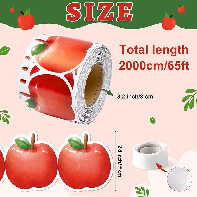BeYumi Watercolor Apple Border Trim - 65ft Back to School Apple Shape Rolled Border Trim Pastel Watercolor Bulletin Board Set Classroom Office Chalkboard Kindergarten Elementary Home Party Decoration