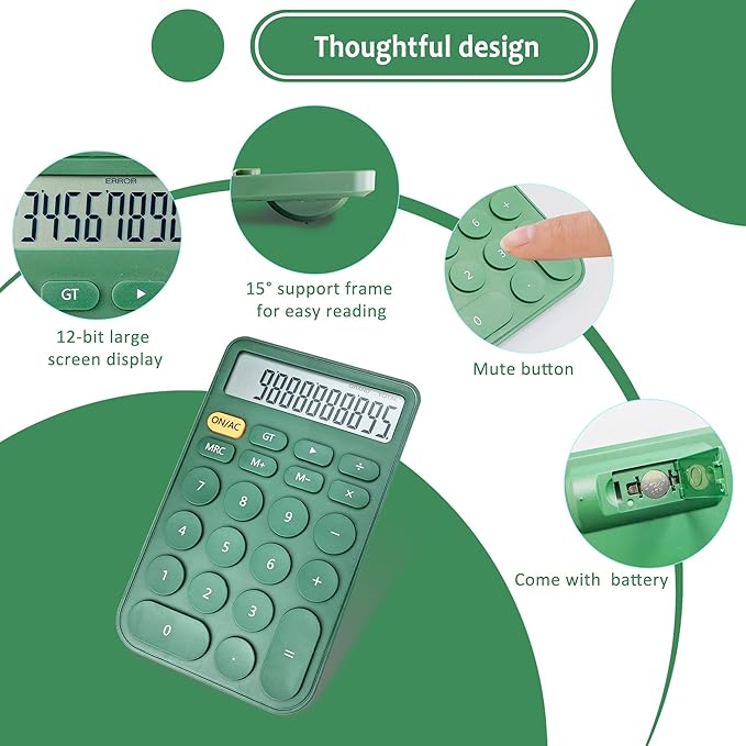 VEWINGL Standard Calculator, 12 Digit Large Display Desktop Calculator with Big Buttons for Office, School, Home & Business