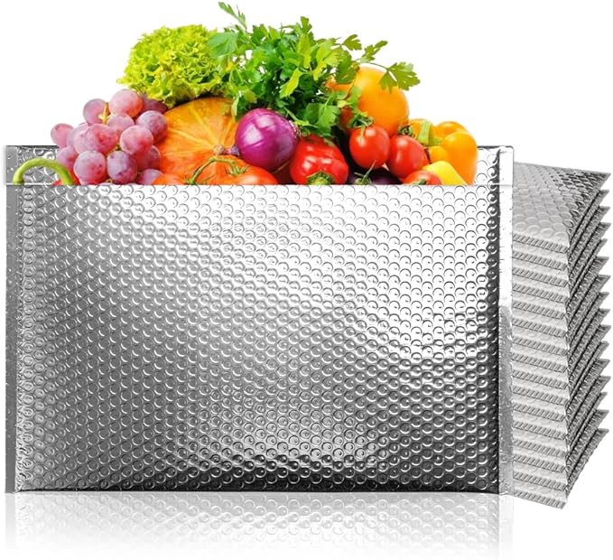 Koja Insulated 50-Pack Thermal Metallic Foil Padded Bubble Mailers 20 X 24 Inches Waterproof Metallic Envelopes Cold Shipping Bags for Frozen Food, Ice Pack Delivery, Perishable Items - Thick 180 GPS.