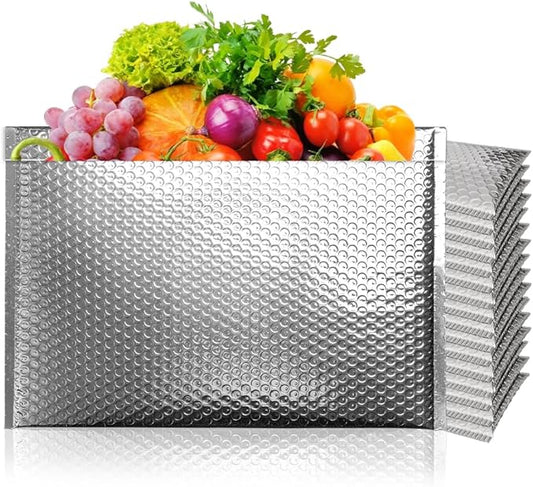 Koja Insulated 50-Pack Thermal Metallic Foil Padded Bubble Mailers 20 X 24 Inches Waterproof Metallic Envelopes Cold Shipping Bags for Frozen Food, Ice Pack Delivery, Perishable Items - Thick 180 GPS.