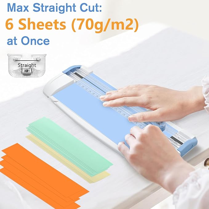 Meafeng 3-in-1 Paper Trimmer with Straight, Scoring & Perforating Blades, 9" A5 Cutter for Crafting, Scrapbooking, Cardstock, Labels & Home Office Use – Compact & Portable (Blue)