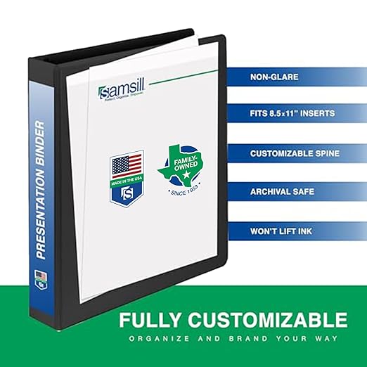 Samsill 1 Inch 3 Ring Binders, Economy Round Ring, Clear View Cover, 200 Sheet Capacity - for School, Home, Office - Black, 24 Pack