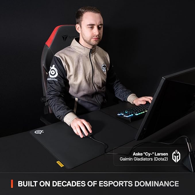 SteelSeries QcK L Performance Control Gaming Mousepad — Extra Density for a Smooth Glide — Low-Profile Edge Stitching — Non-Slip Neoprene Rubber Base — 16.54 x 19.29 inch — FPS, MOBAs, RTS, MMO