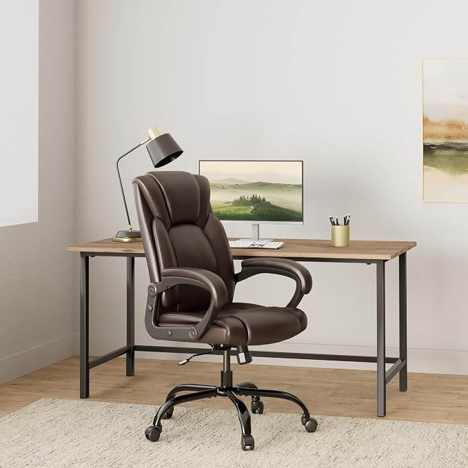 Executive Office Chair with Spring Cushion,Hydrolysis-Resistant Leather | Spring cushion comfort,5-year leather.BIFMA sturdy, 300lbs.Tilt function,easy assemble.Great for office/gaming.