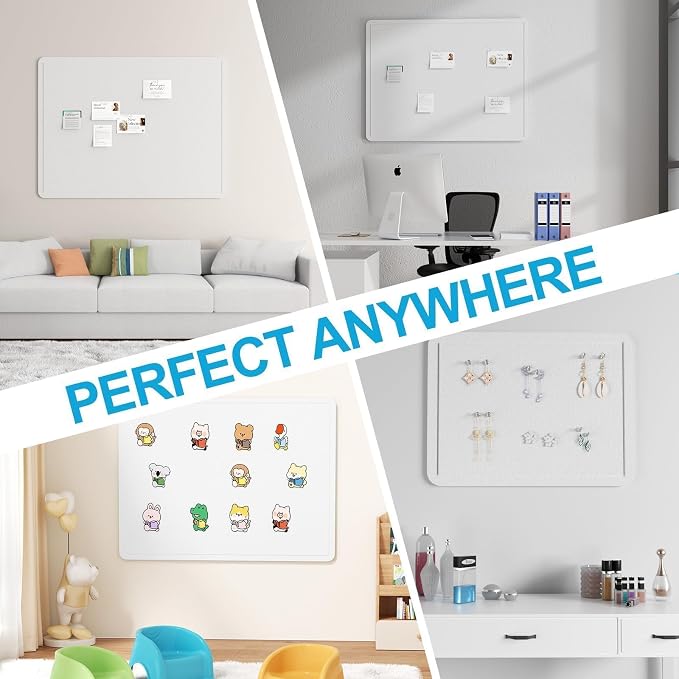 Felt Bulletin Board for Wall 48" x 36" Unfolded Size, Large Frameless Felt Pin Board, Soft Cork Board Alternative for Office, Home Planning, Notes, Photos & Wall Decor, Foldable Shipping, Easy Install