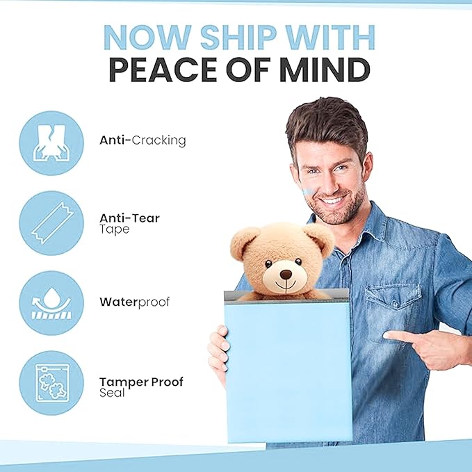 Light Blue Poly Bubble Mailers 14.50x20 Inch #7 | Self Seal Large Padded Envelopes | Air Cushioned Bubble Mailer | Usable Size 14.25x19 Inch | Waterproof Lightweight Mailing Shipping Bags | 100 Pack